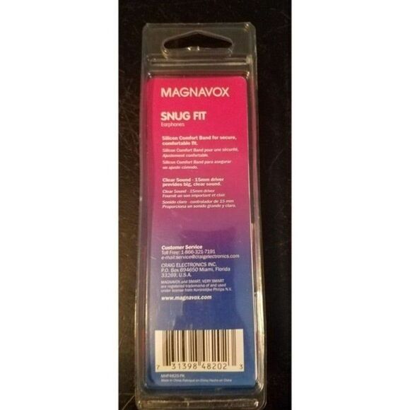 Smooth Bass Pink MHP4820-PK Magnavox Earbud Stereo In-Ear Silicon Cushion Snug - Picture 5 of 8